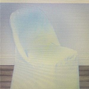 White Polyester Folding Round Chair Cover For A Folding Party Chair.